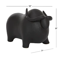 The Novogratz 12" Black Contemporary Bull Sculpture
