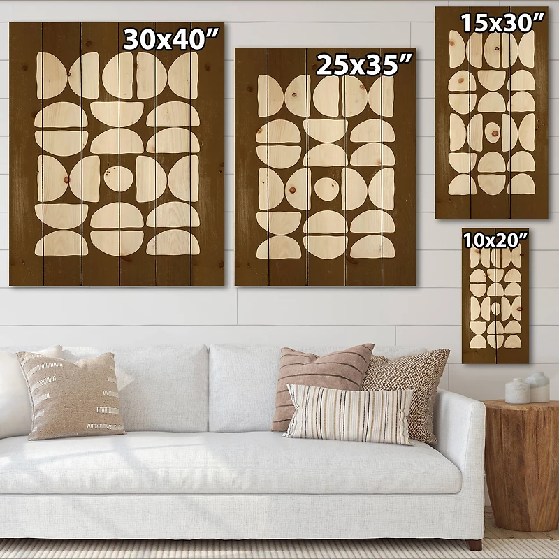 Designart - Abstract Composition of Minimal Half Moons - Modern Print on Natural Pine Wood