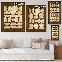 Designart - Abstract Composition of Minimal Half Moons - Modern Print on Natural Pine Wood