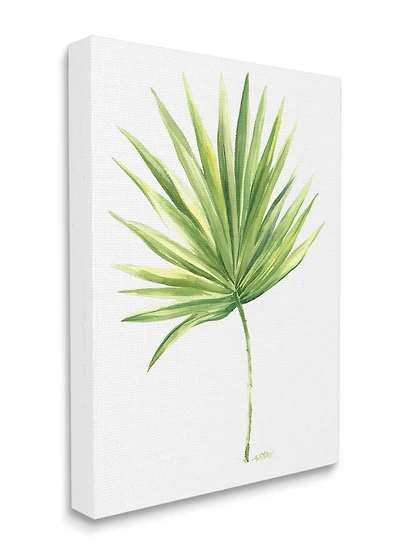 Stupell Industries Tropical Green Palm Fan Minimal on White Canvas Wall Art
