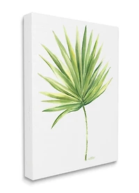 Stupell Industries Tropical Green Palm Fan Minimal on White Canvas Wall Art