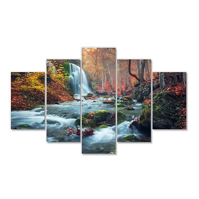 Designart - Autumn Mountain Waterfall Long View