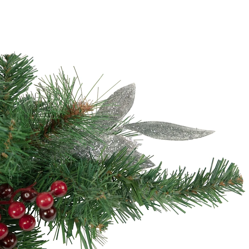 32" Frosted Pine Cone & Berries Artificial Christmas Candle Holder Centerpiece