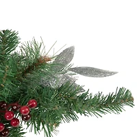 32" Frosted Pine Cone & Berries Artificial Christmas Candle Holder Centerpiece