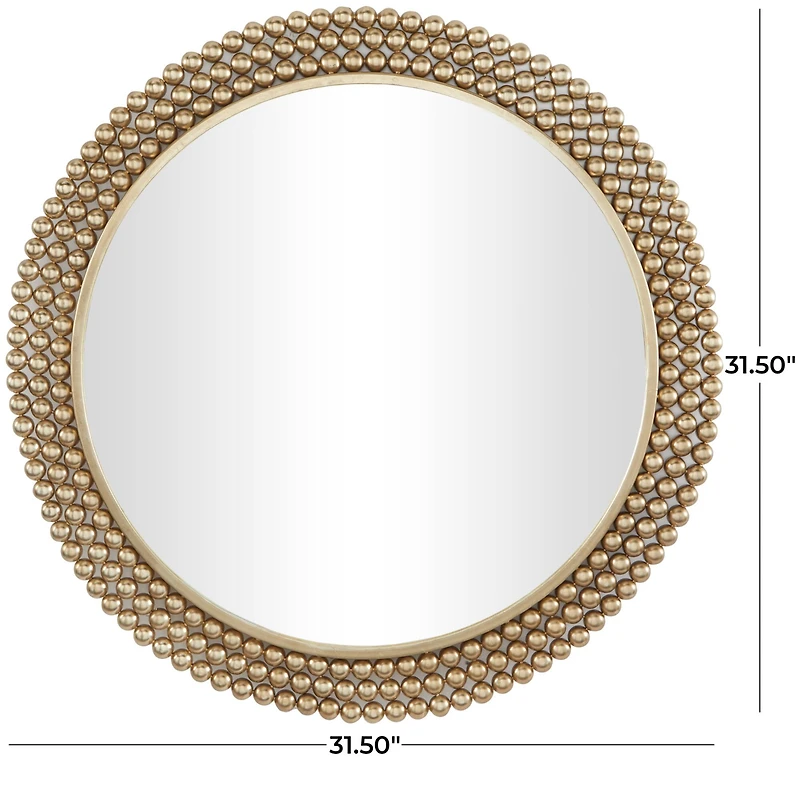 CosmoLiving by Cosmopolitan Brass Metal Ball Wall Mirror with Beaded Detailing 32" x 1" x 32"