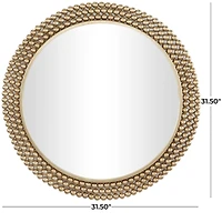 CosmoLiving by Cosmopolitan Brass Metal Ball Wall Mirror with Beaded Detailing 32" x 1" x 32"