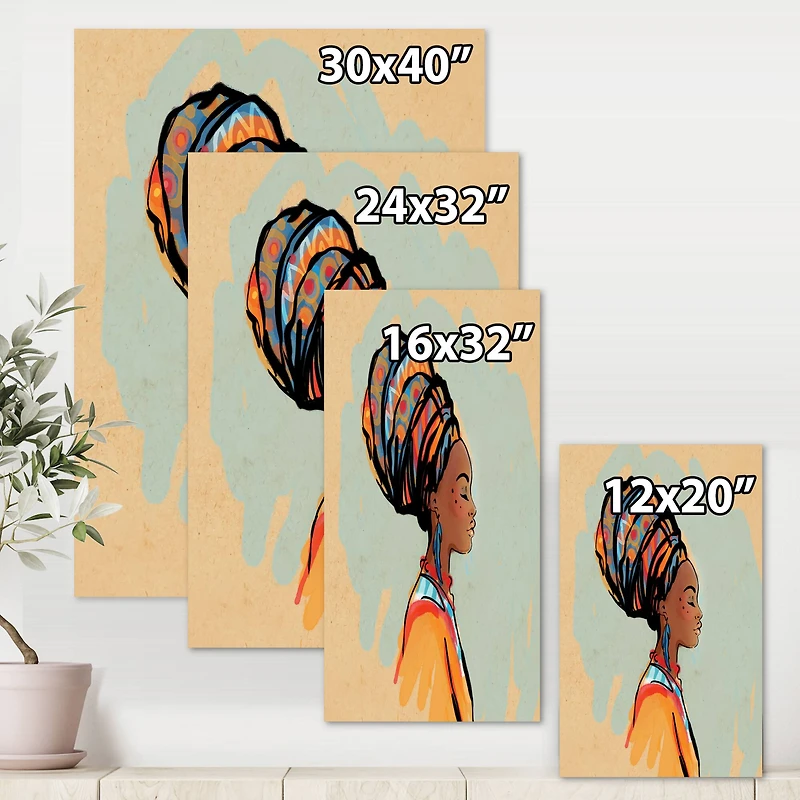 Designart - Portrait of African American Woman With Turban III