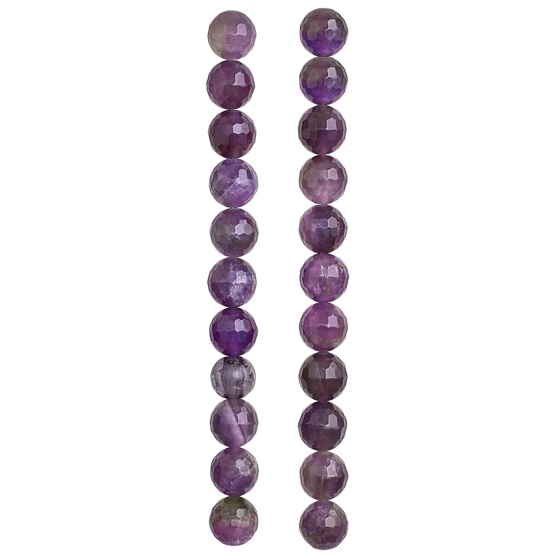 12 Pack: Faceted Amethyst Round Beads, 8mm by Bead Landing™