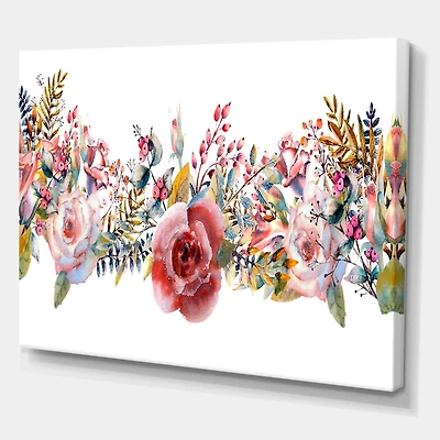 Designart - Pink Roses and Wildflower
