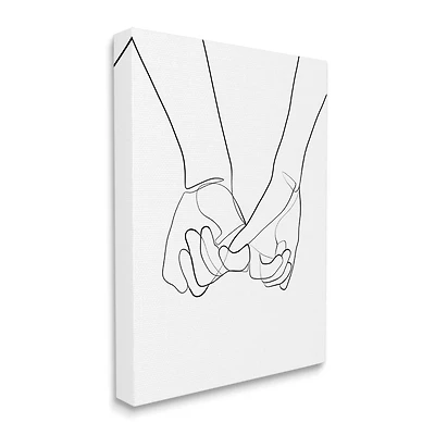 Stupell Industries Fluid Line Abstract Couple Holding Hands Black White Canvas Wall Art