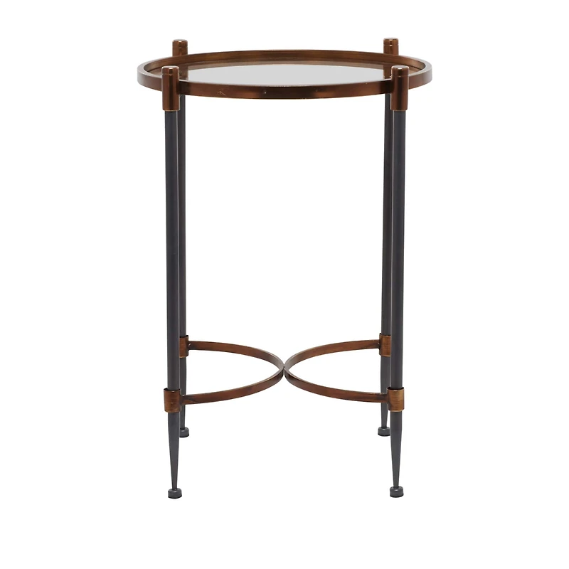 25" Black Iron Traditional Accent Table