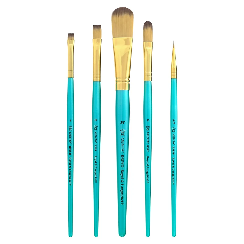 12 Packs: 5 ct. (60 total) Menta™ Synthetic Blend Acrylic Filbert Variety Brush Set