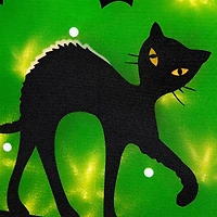 Lighted Black Cat Halloween Window Silhouette