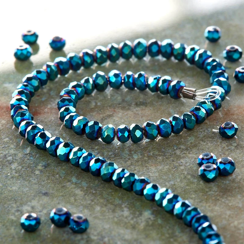 12 Pack: Sapphire Iris Glass Rondelle Beads, 3mm by Bead Landing™