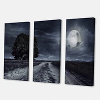 Designart - Paved Road Under A Full Moon