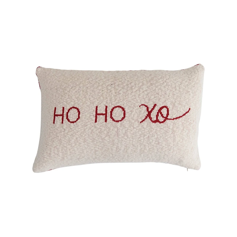 Hello Honey® 24" Ho, Ho, XO Two-Sided Cotton Knit Lumbar Pillow