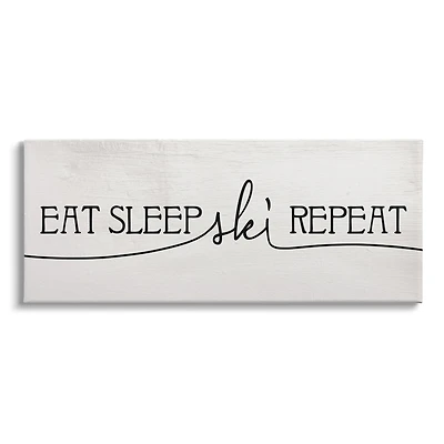 Stupell Industries Eat Sleep Ski Repeat Phrase Rustic Winter Sports Canvas Wall Art