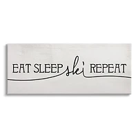 Stupell Industries Eat Sleep Ski Repeat Phrase Rustic Winter Sports Canvas Wall Art