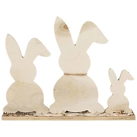 15.75" Rabbit Trio Wooden Tree Bark Easter Decoration