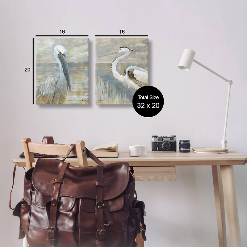 Stupell Industries Sea Birds Abstract Beach Canvas Wall Art Set