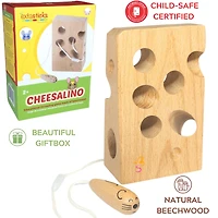 Extasticks Cheesalino Cheese & Mouse Wooden Lacing Toy