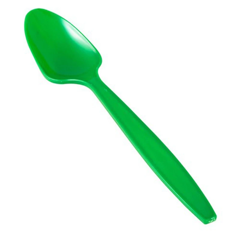 JAM Paper Green Big Party Pack Plastic Disposable Spoons, 100ct.