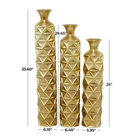 Gold Metal Glam Vase, Set of 3" 34", 29", 25"