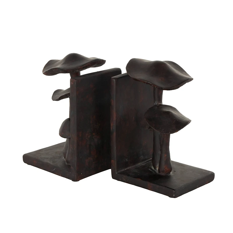 7.5" Dark Brown & Copper Mushroom Decorative Bookends, 2ct.
