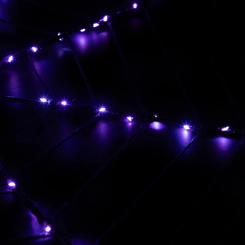 16" Lighted Purple LED Spiderweb Halloween Decoration