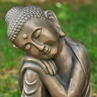Glitzhome® 18" Faux Bronze Resting Buddha Garden Statue