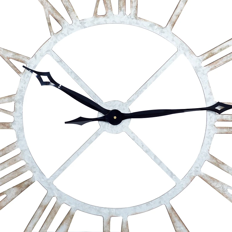 Gray Farmhouse Metal Wall Clock