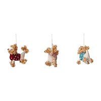 Hello Honey® Handmade Wool Felt Poodle Ornaments with Polka Dot Sweaters Set