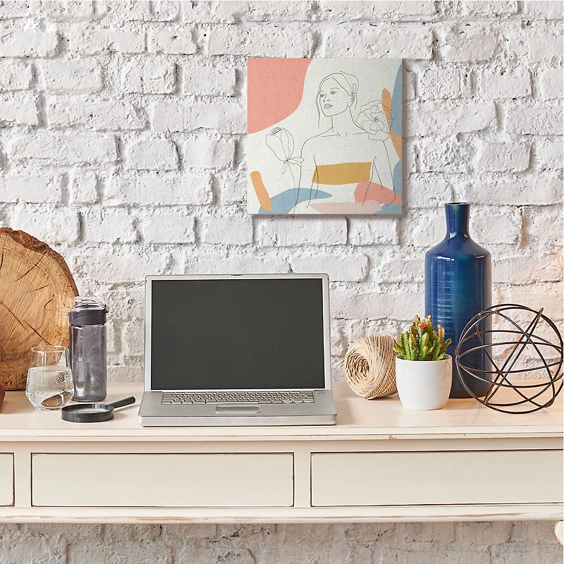 Stupell Industries Female Line Portrait Canvas Wall Art