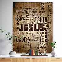 Designart - Jesus' word cloud in grunge background