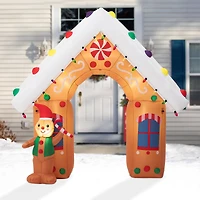 Glitzhome® 8ft. LED Lighted Gingerbread House Inflatable Décor