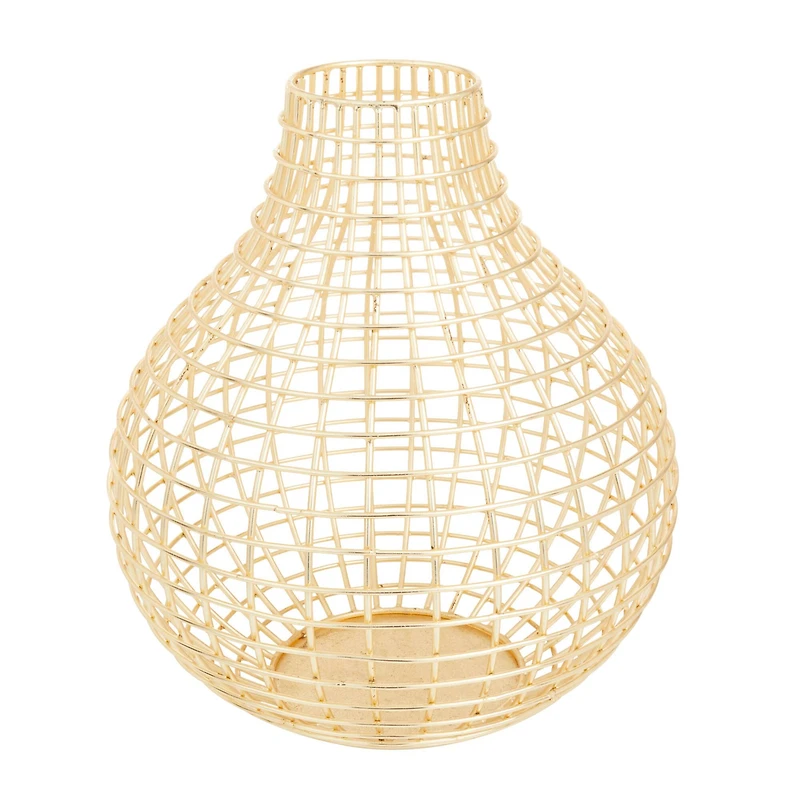 CosmoLiving by Cosmopolitan Gold Iron Modern Vase, 14" x 13" x 13"