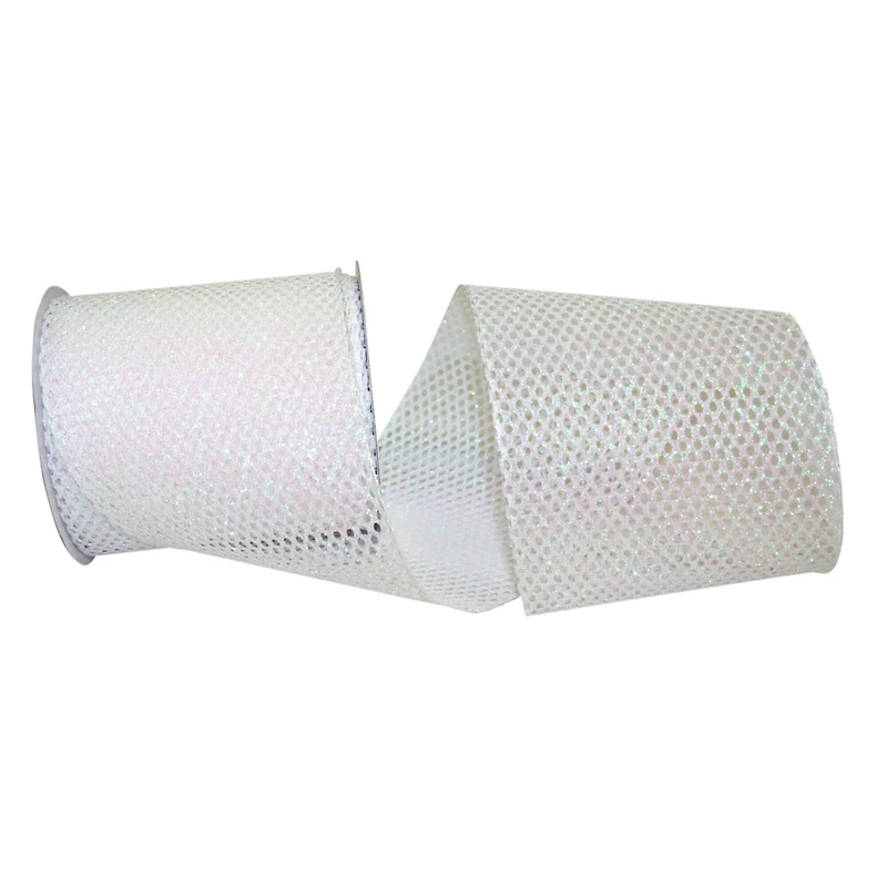 Reliant 4" x 10yd. Iridescent Glitter Wired Net Mesh Ribbon
