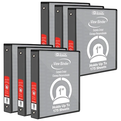 BAZIC® 3 Ring View Binder with Pockets