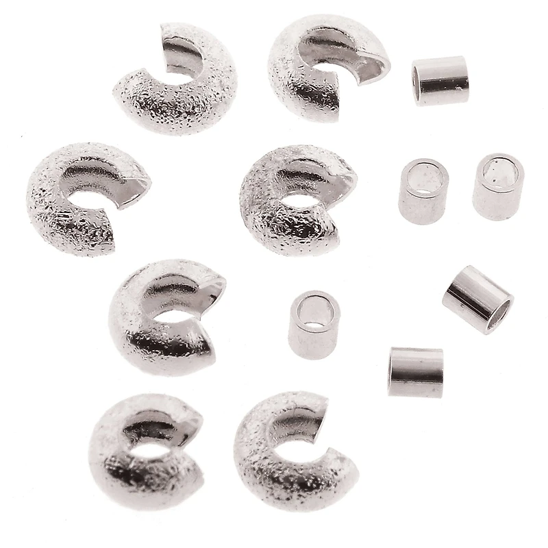 The Beadsmith® Basic Elements™ Silver-Plated Stardust Crimp Tubes & 4mm Covers
