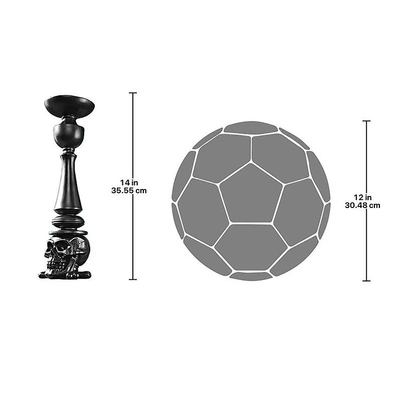 Design Toscano 14" Shadow of Darkness Skull & Bones Candlesticks Set