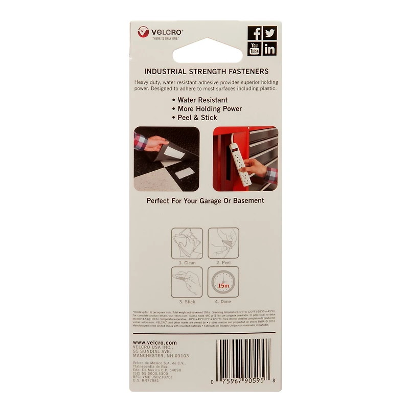 8 Pack: VELCRO® Brand White Industrial Strength Tape, 4ft.