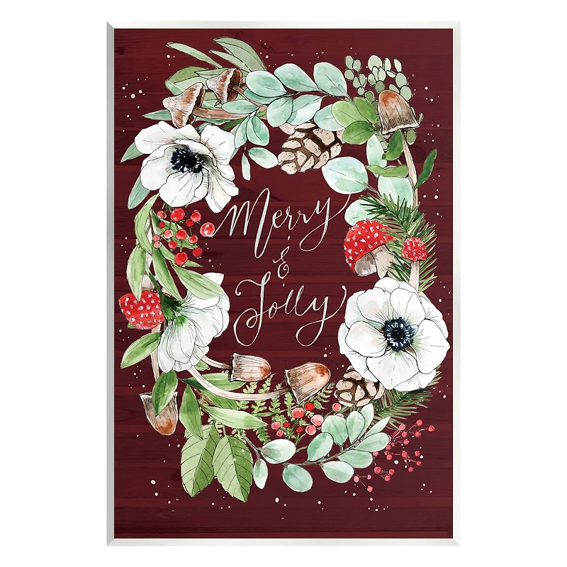 Stupell Industries Merry & Jolly Seasonal Mushroom Wreath Wall Plaque Art