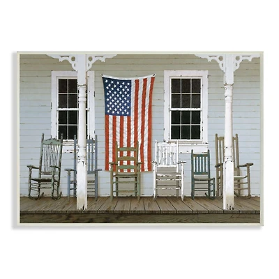 Stupell Industries Distressed Rocking Chair Porch Americana White Framed Wall Art