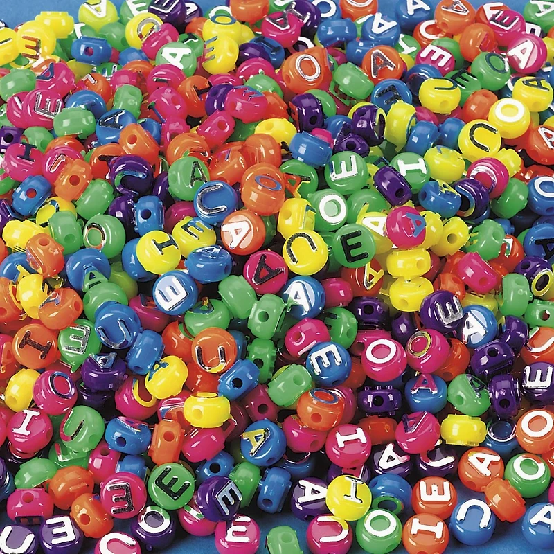 The Beadery® Neon Plastic Vowel Beads, 10mm