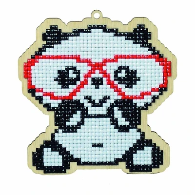 Wizardi Diamond Painting Ornament Kit Panda In Glasses