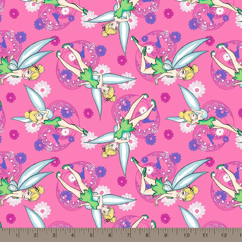 Disney® Tink Fashion Pink Tinkerbell Allover Cotton Fabric