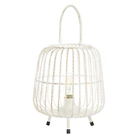 White Iron Modern Candle Holder Lantern, 12" x 10" x 10"