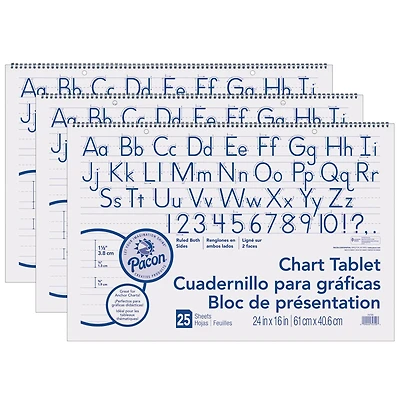 Pacon® 24" x 16" 1.5" Ruled Chart Tablets, 3ct.