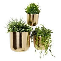 Gold Metal Contemporary Planter Set