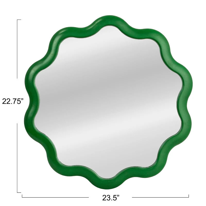 Hello Honey® 23.75" Green Scalloped Wavy Wall Mirror